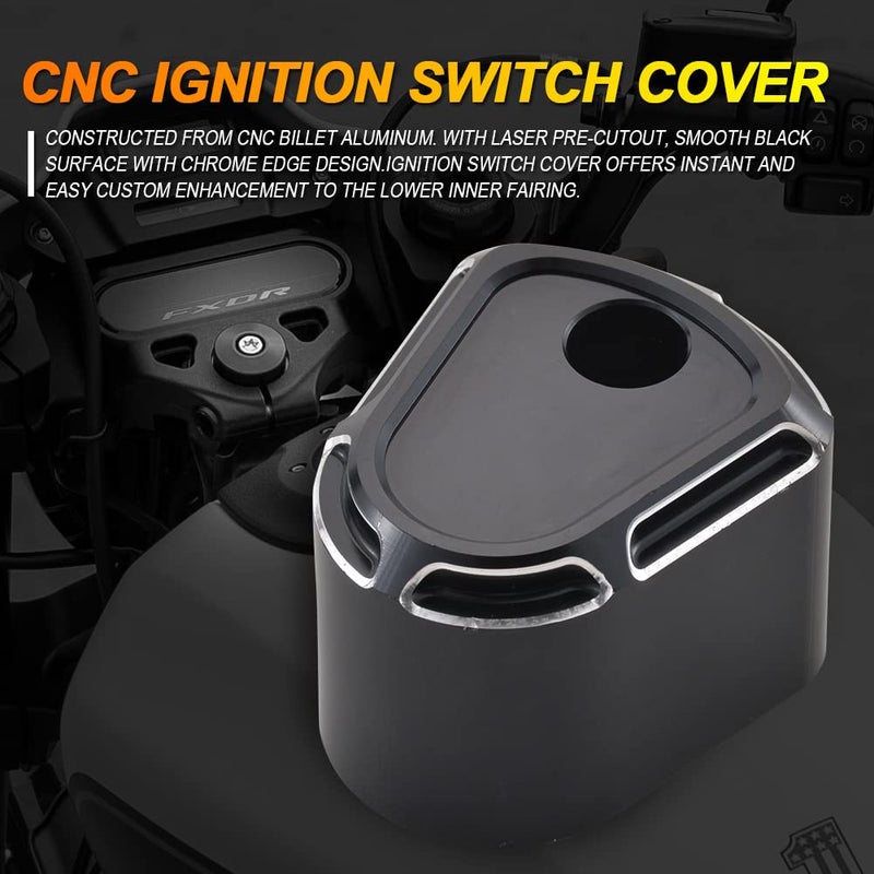 KATUR CNC Ignition Switch Cover Motorcycle CNC Accessory Edge Cut Billet Aluminum Compatible with Har Ley Touring Street Road Glide 2007-2013(Black) - Image 2